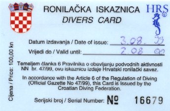 dive card