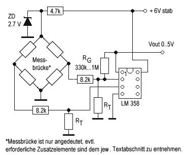 Prinzipschaltung eines Messverstärkers für den Sensor KPY 14